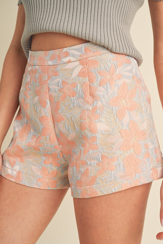 Womens Floral Jacquard Shorts - The Tiny Details