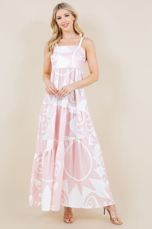 Sun Print Pink Maxi Dress - The Tiny Details