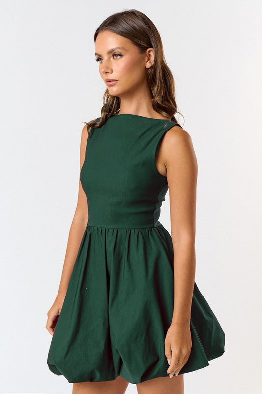 Boat Neck Bubble Hem Dress - The Tiny Details