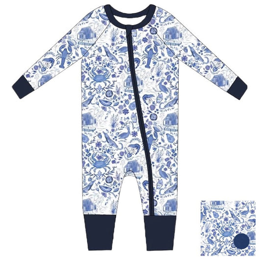 Southern Blues Bamboo Zippy Pjs - The Tiny Details