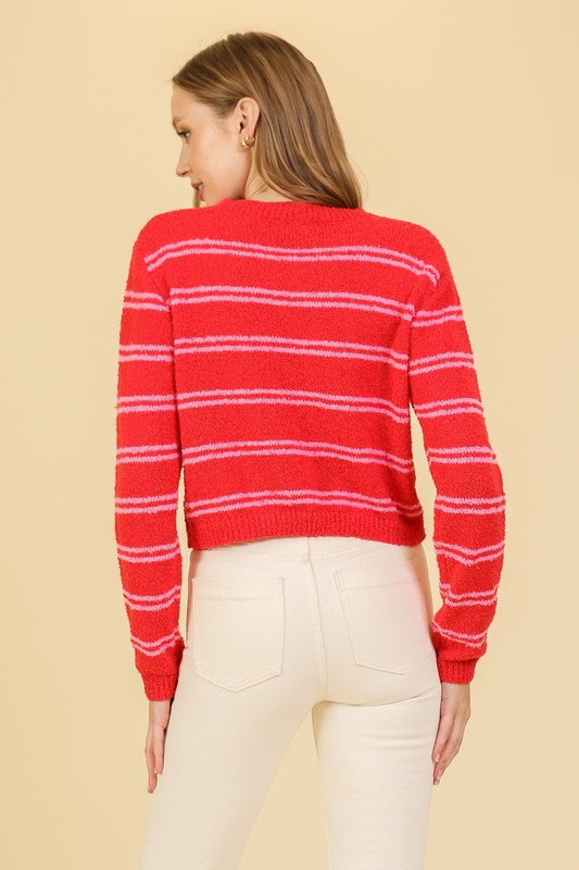 Striped Boucle Cropped Cardigan - The Tiny Details