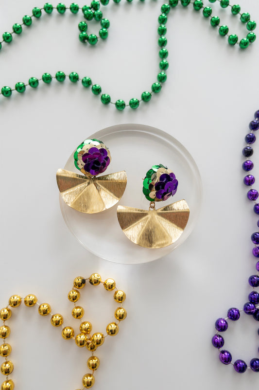 Bold Mardi Gras Sequin Statement Earrings - The Tiny Details