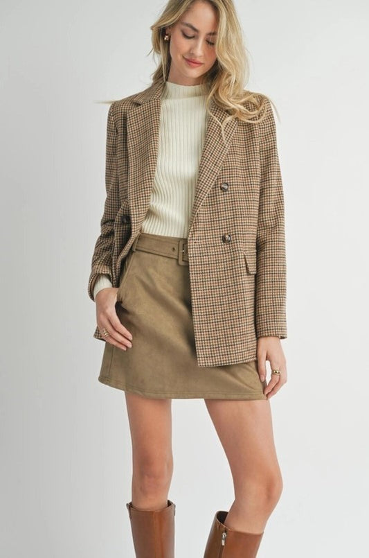 Nicola Taupe Houndstooth Blazer - The Tiny Details