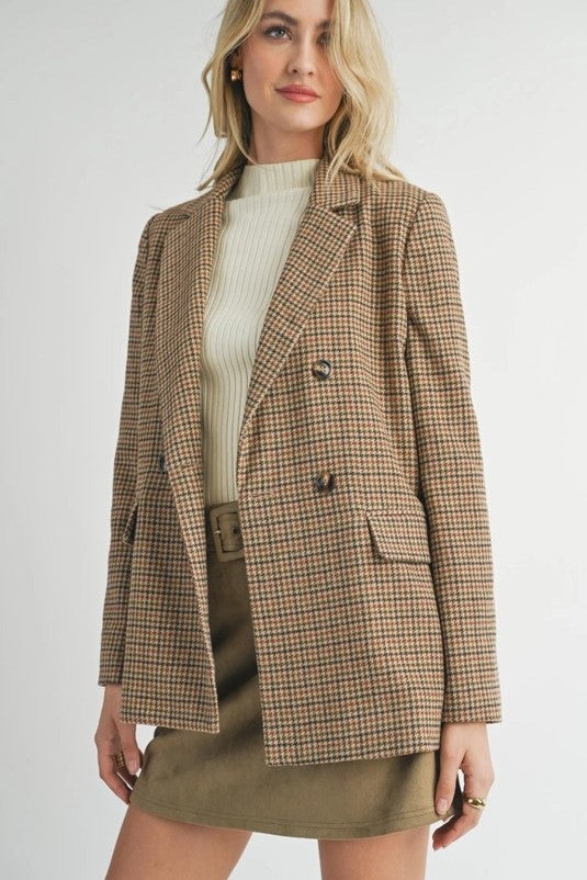 Nicola Taupe Houndstooth Blazer - The Tiny Details