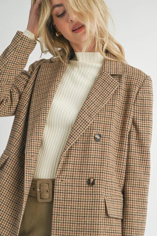 Nicola Taupe Houndstooth Blazer - The Tiny Details