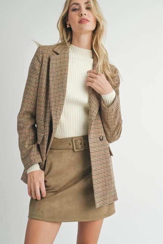 Nicola Taupe Houndstooth Blazer - The Tiny Details