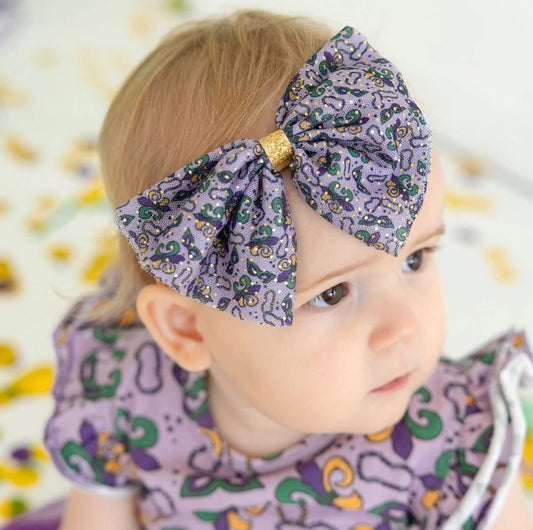 Mardi Gras Tulle Bow Baby Headband - The Tiny Details