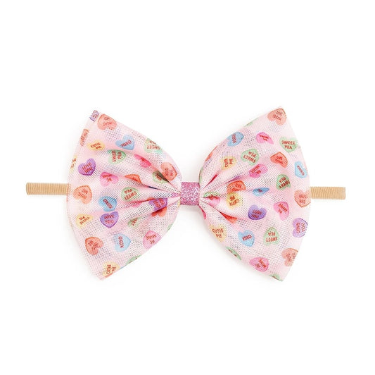 Candy Hearts Tulle Bow Baby Headband - The Tiny Details