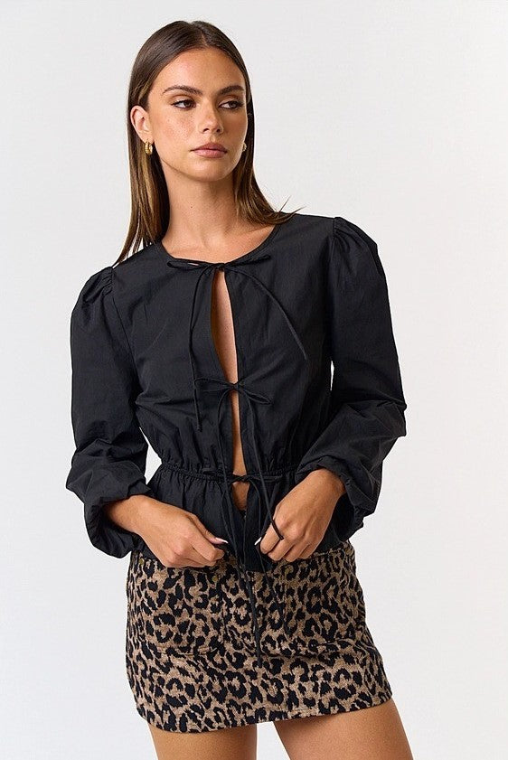 Front Tie Ruffled Peplum Top - The Tiny Details