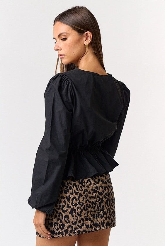 Front Tie Ruffled Peplum Top - The Tiny Details