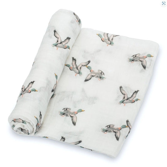Flying Ducks Baby Cotton Muslin Swaddle - The Tiny Details