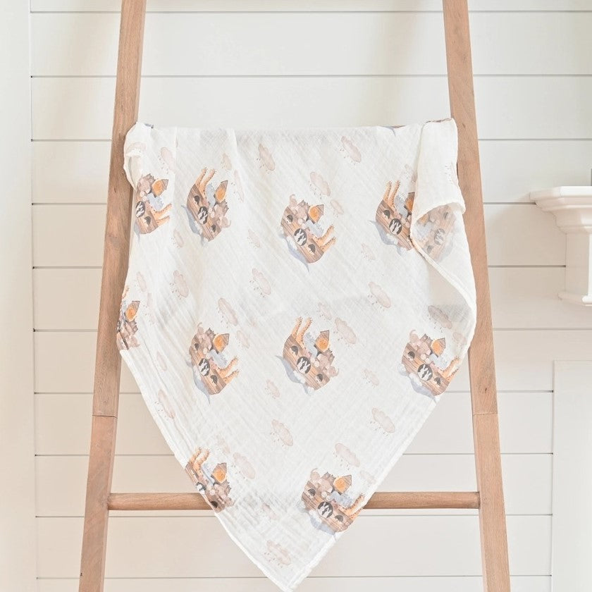 Noah's Ark Baby Swaddle Blanket - The Tiny Details