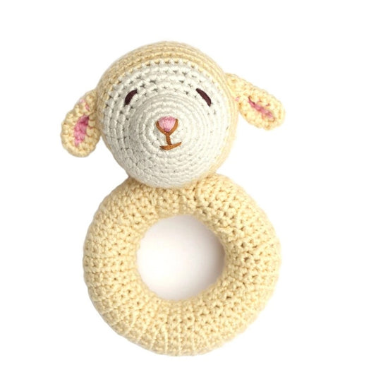 Crocheted Lamb Rattle Ring - The Tiny Details