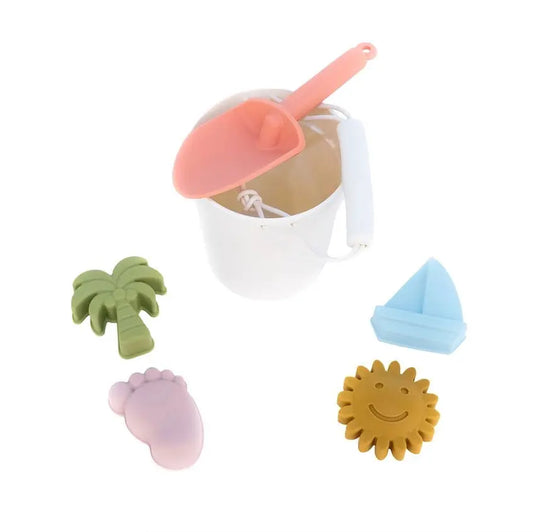 The Tiny Details Beach Bucket Silicone Toy Set