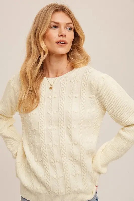 The Tiny Details Bobbled Pattern Tie Back Sweater