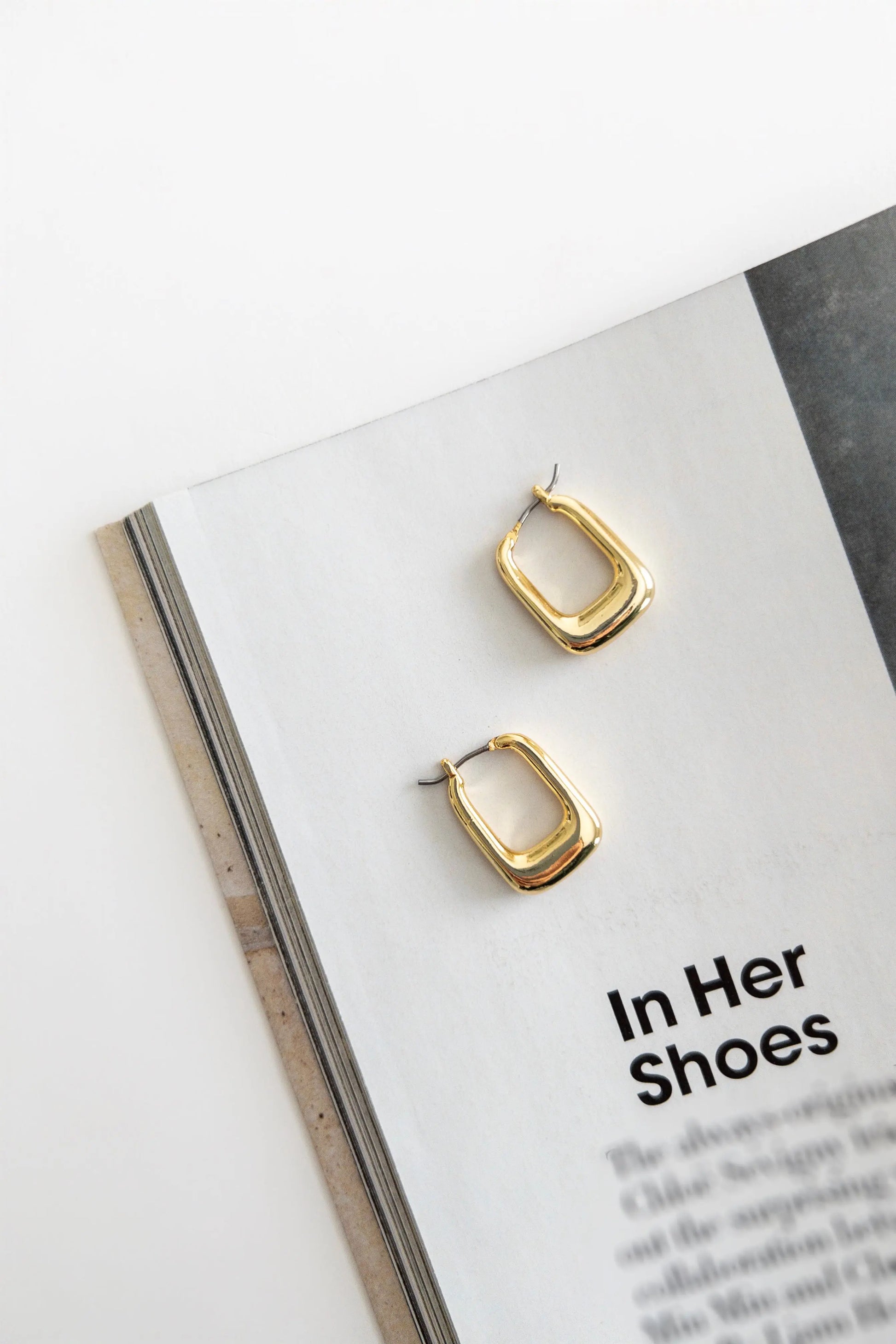 The Tiny Details Gold Squared Hoop Earrings