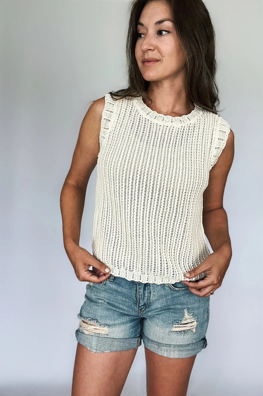 The Tiny Details Ivory Knitted Sleeveless Top