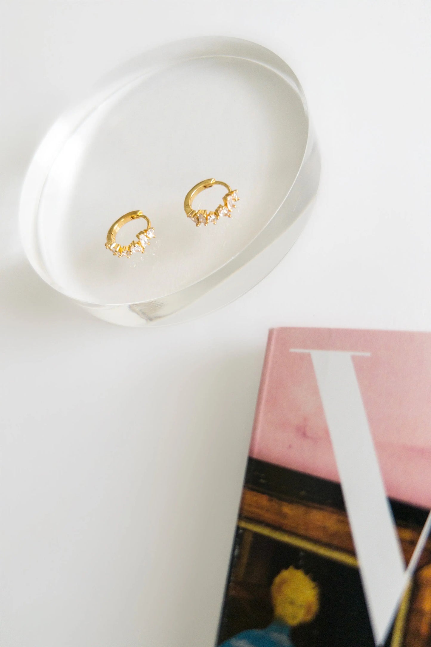 The Tiny Details Mini Rhinestone Gold Huggie Earrings