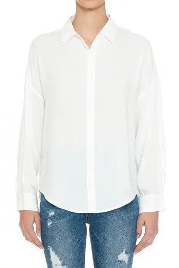 The Tiny Details Relaxed White Long Sleeve Button Shirt