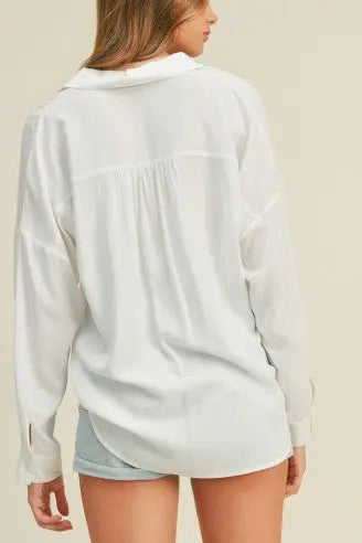 The Tiny Details Relaxed White Long Sleeve Button Shirt