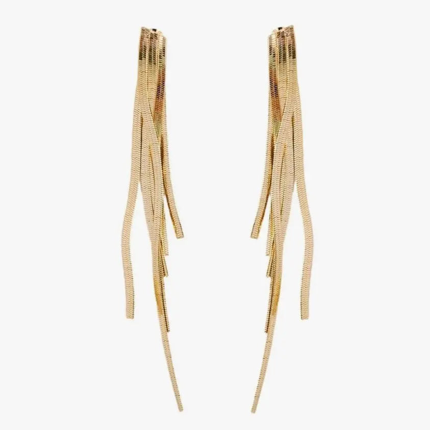 The Tiny Details Skinny Gold Cascading Tassel Earrings