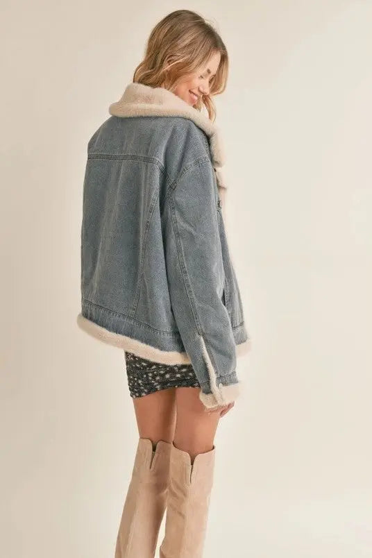 Buy Missguided Faux Fur Hooded Trim Oversized Jacket online