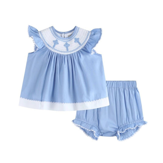 Cross Smocked Top & Bloomer Set - The Tiny Details