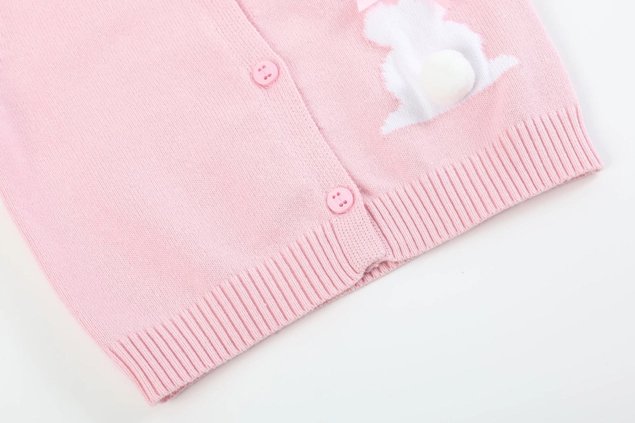 Pink Knit Easter Bunny Cardigan - The Tiny Details