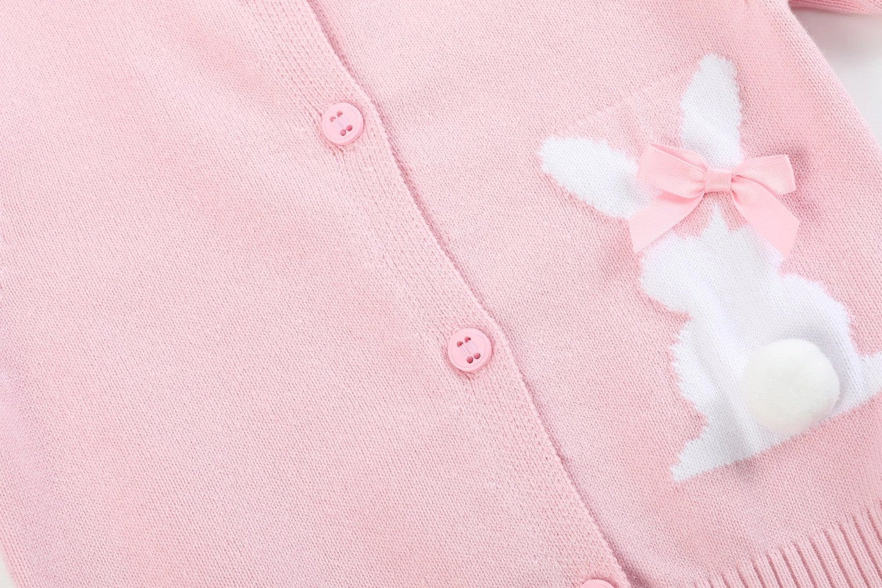 Pink Knit Easter Bunny Cardigan - The Tiny Details