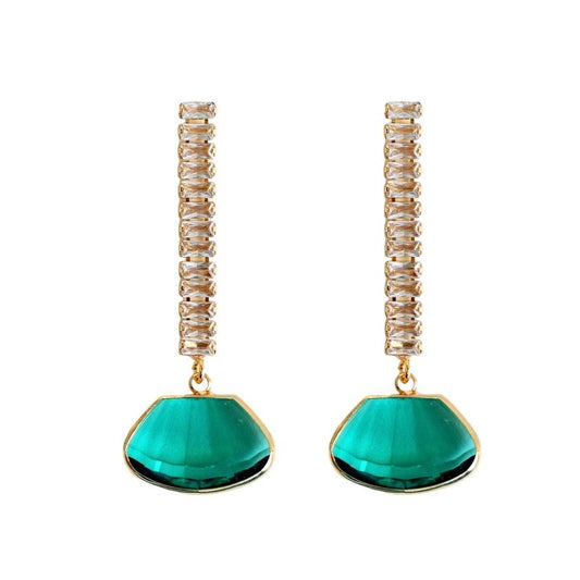 Emerald Swingy Diamond Drop Earrings - The Tiny Details