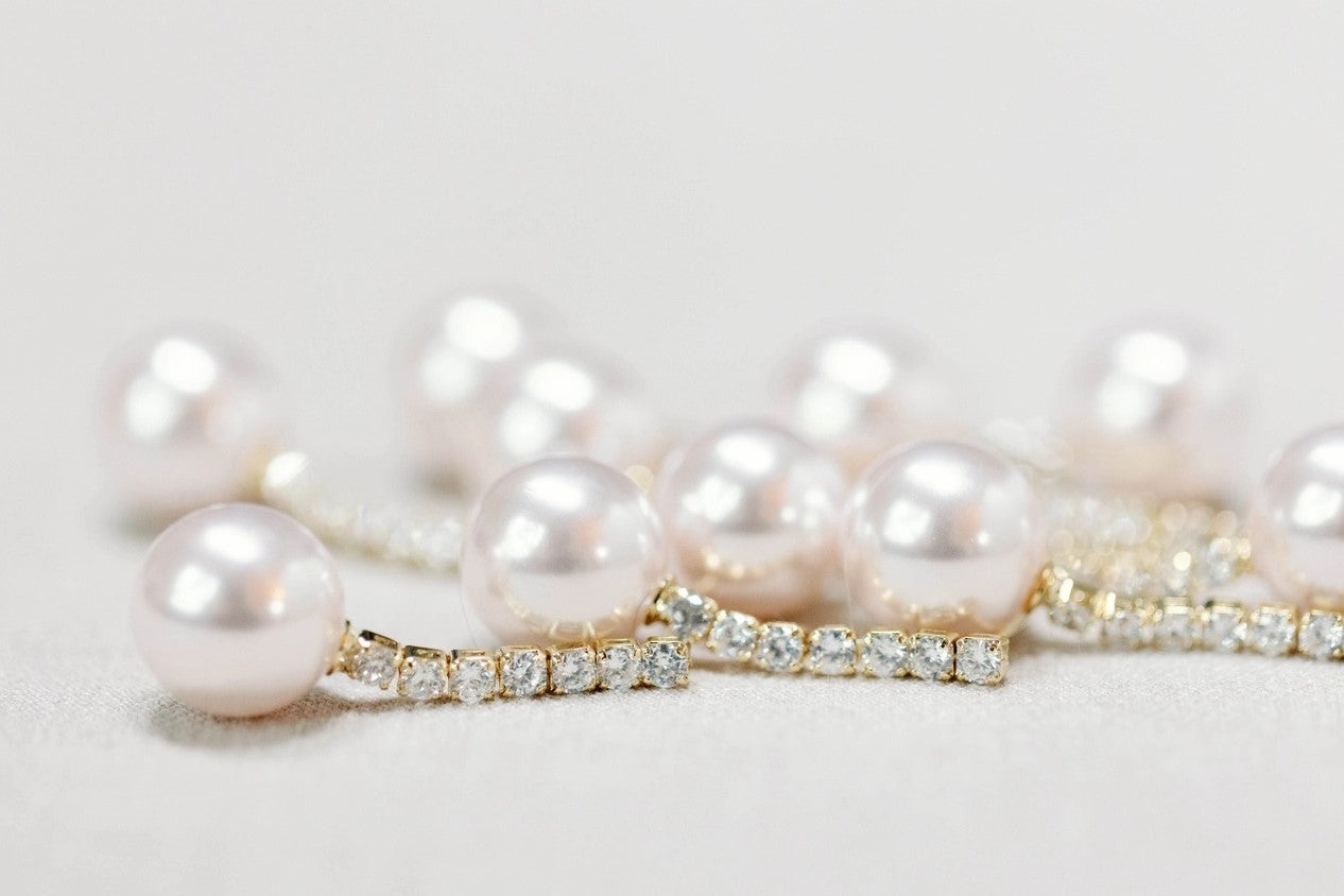 Small Diamond Pearl Drop Earrings - Shop Tiny Details