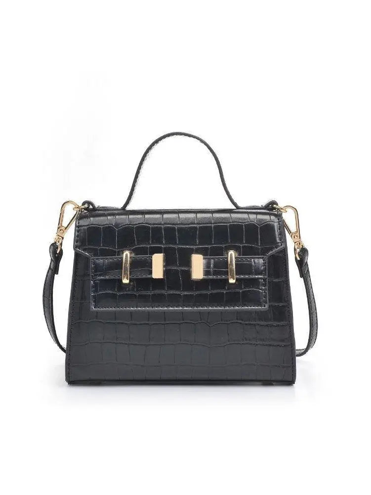 The Tiny Details Black Leather Gretchen Crossbody Handbag