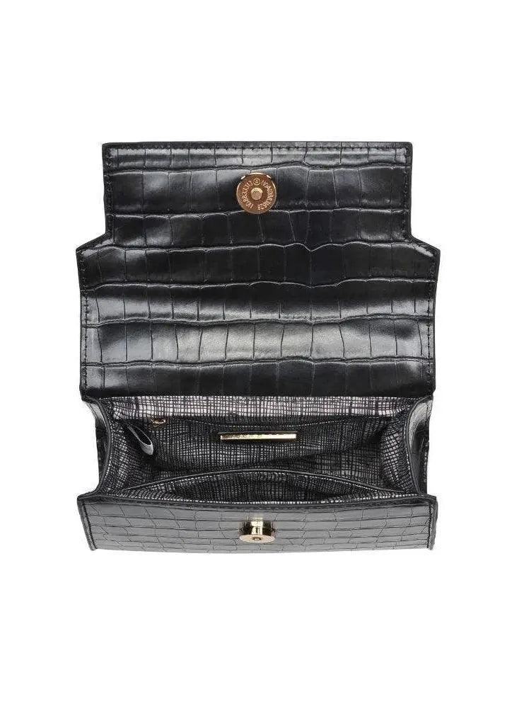 The Tiny Details Black Leather Gretchen Crossbody Handbag