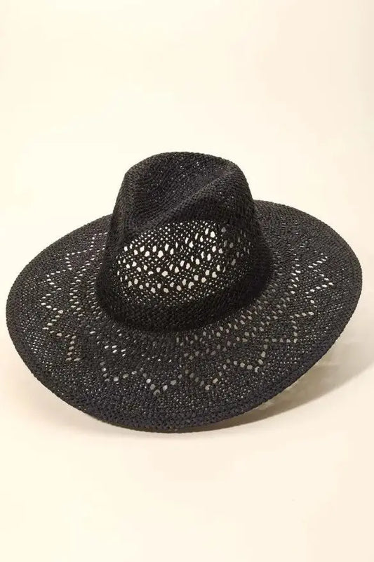 The Tiny Details Black Loose Weave Straw Sun Hat