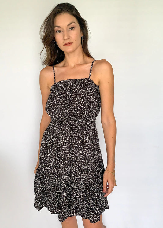 The Tiny Details Black Woven Printed Cami Dress