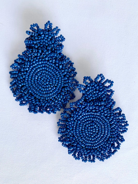 The Tiny Details Blue Beaded Statement Earring