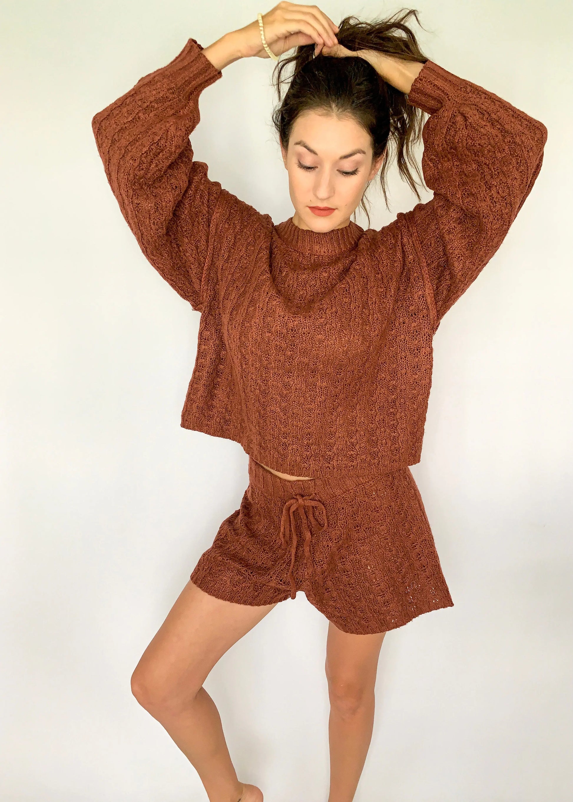 The Tiny Details Brick Cable Knit Sweater Set *Size Small*