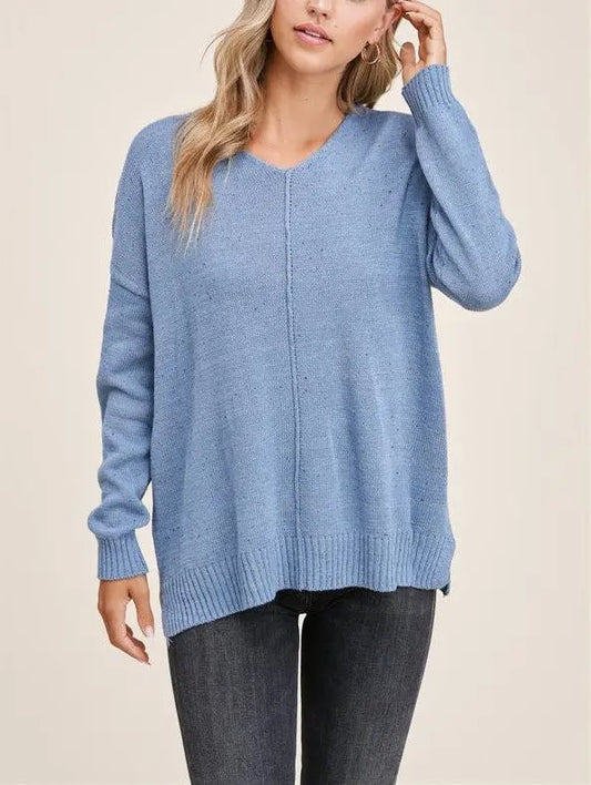 The Tiny Details Color Speckled V-Neck Pullover Sweater