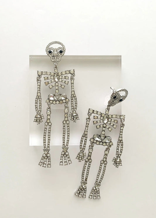 The Tiny Details Crystal Halloween Skeleton Earrings