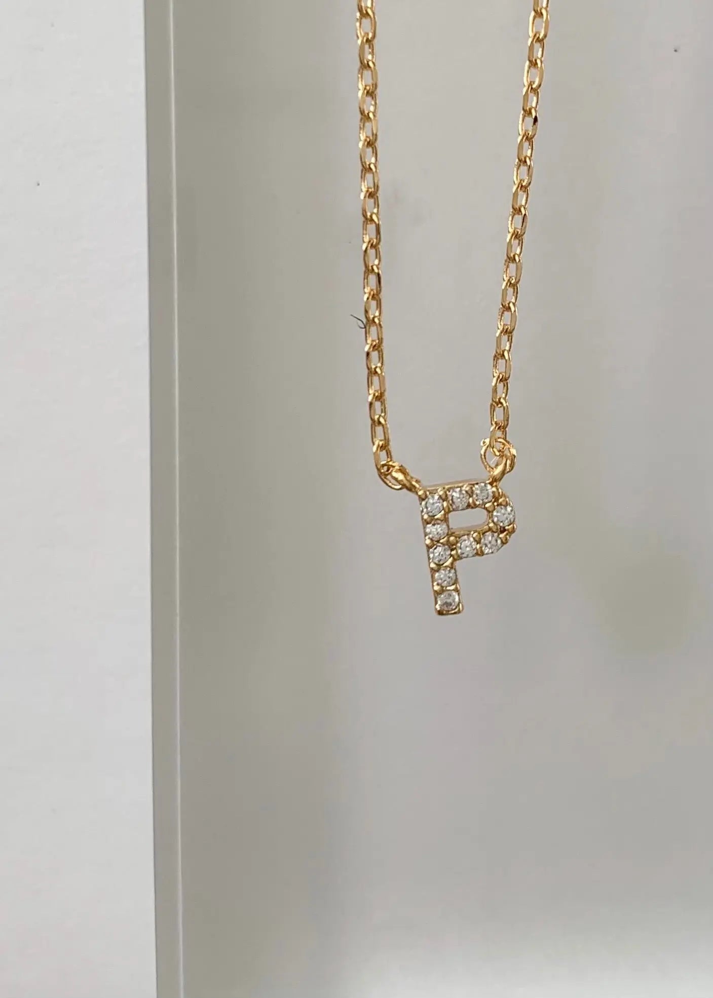 The Tiny Details Crystal Initial Pendant Gold Necklace