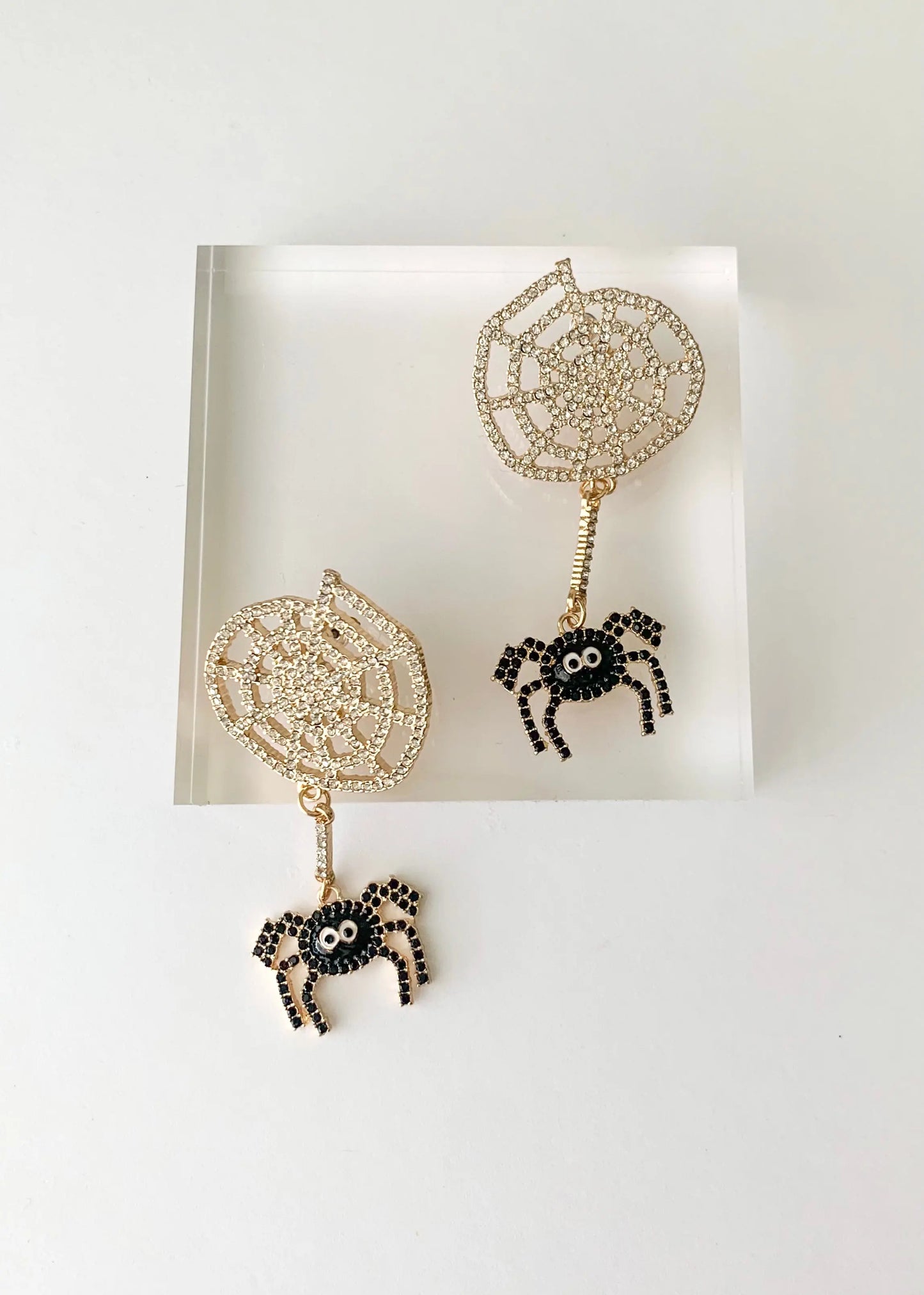 Crystal Spider Web Halloween Drop Earrings by The Tiny Details