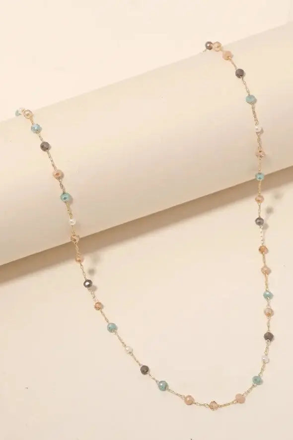 The Tiny Details Dainty Glass Beaded Station Necklace