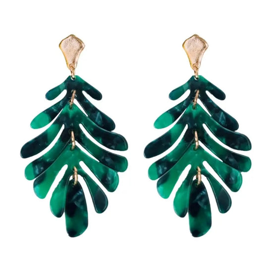 The Tiny Details Emerald Green Petite Palm Drop Earrings