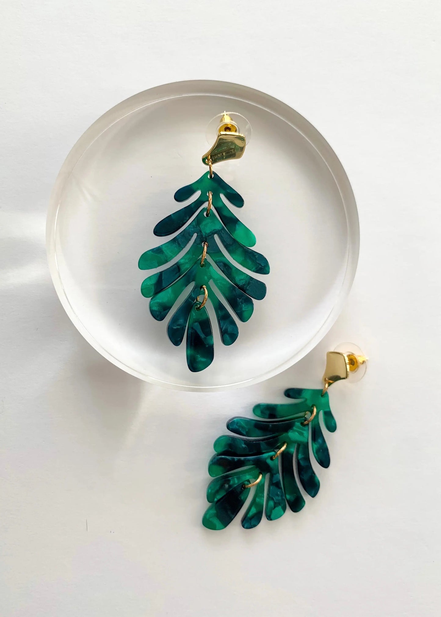 The Tiny Details Emerald Green Petite Palm Drop Earrings