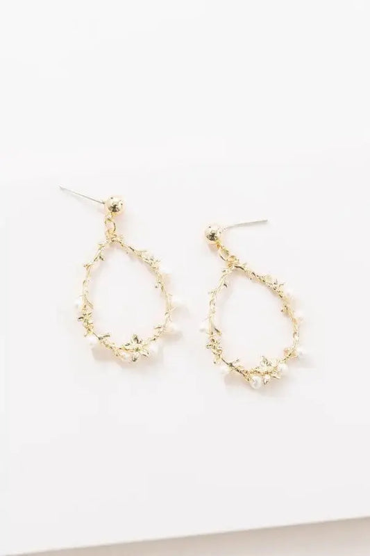 The Tiny Details Floral and Pearl Vine Tear Earrings