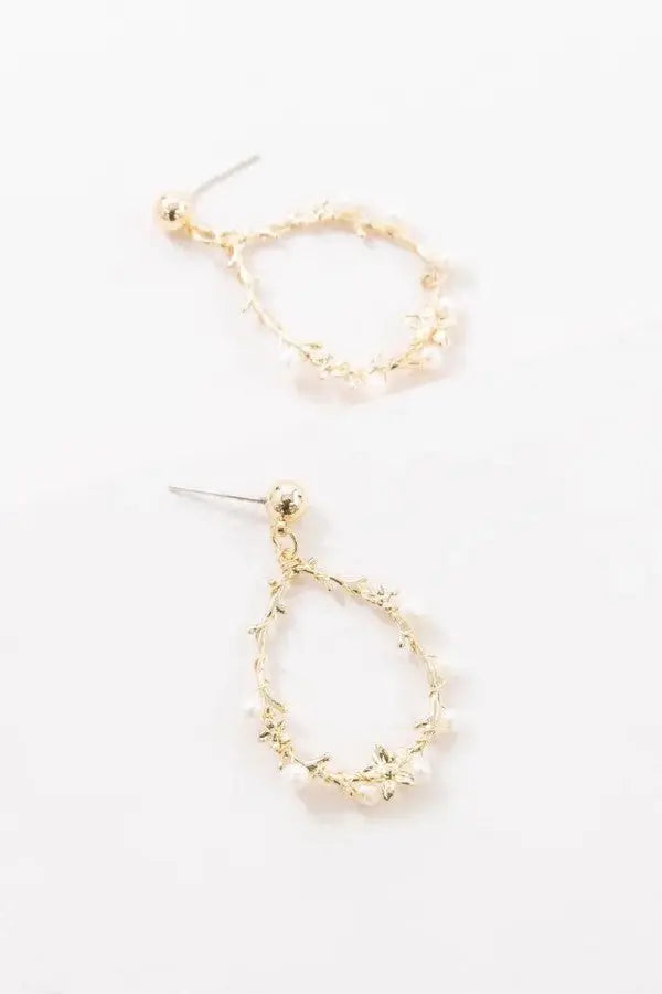 The Tiny Details Floral and Pearl Vine Tear Earrings