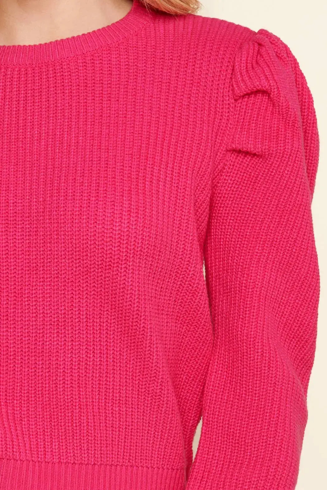 The Tiny Details Fuchsia Draped Power Shoulder Sweater