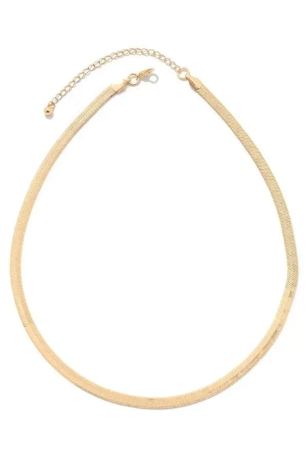 The Tiny Details Gold Flat Herringbone Chain Link Necklace