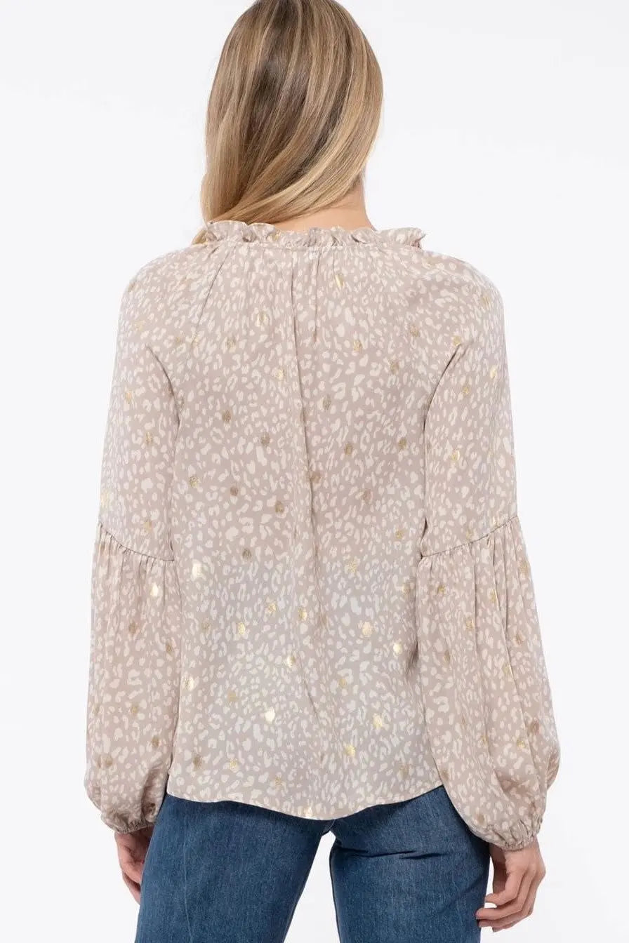 The Tiny Details Gold Speckled Leopard Print Top