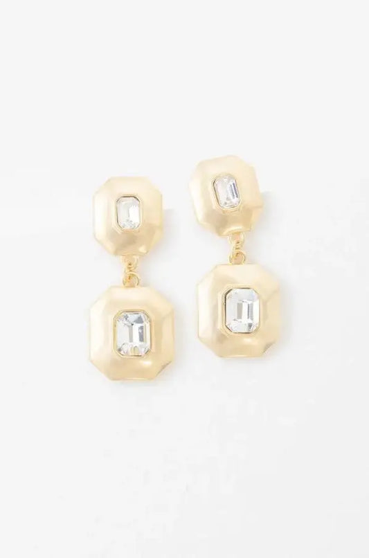 The Tiny Details Gold Stone Avant Drop Earrings